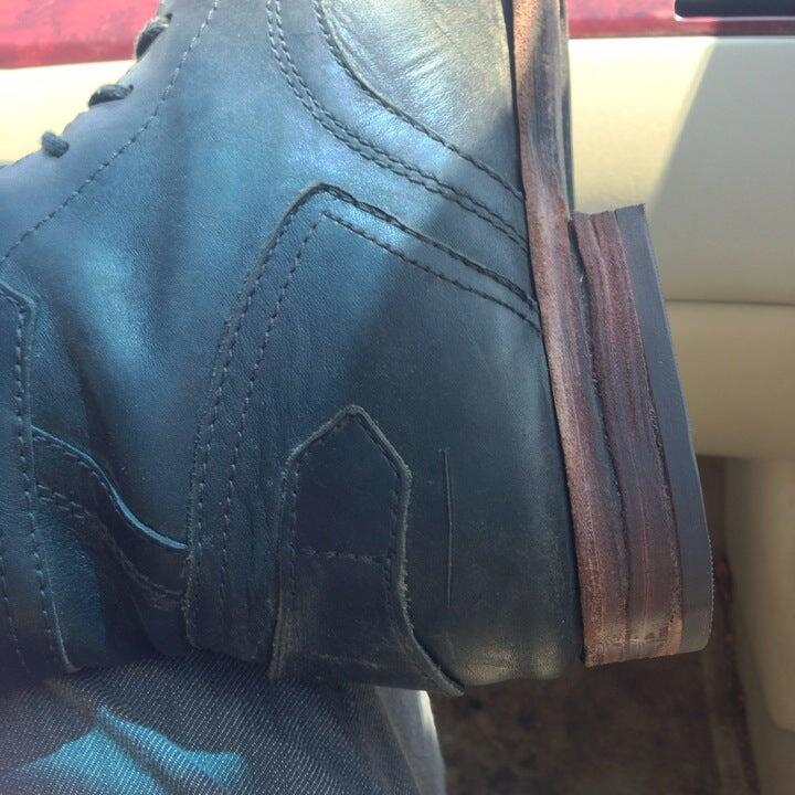Close detail of a leather shoe and heel